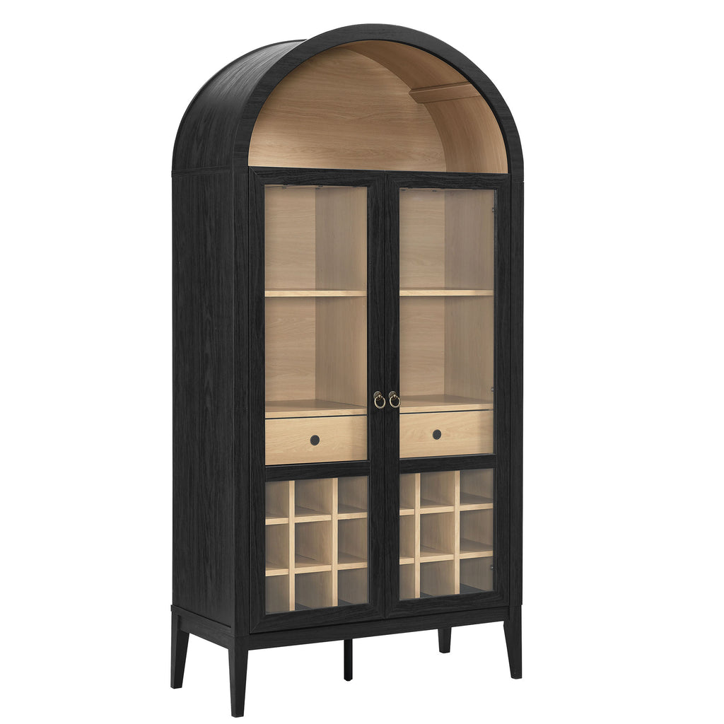 Nolan Arched Bar Cabinet - Black Oak