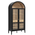 Nolan Arched Bar Cabinet - Black Oak