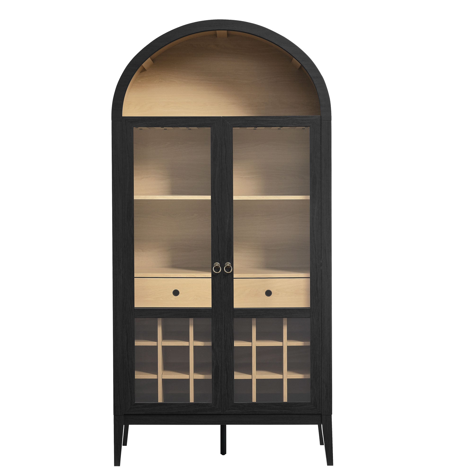 Nolan Arched Bar Cabinet - Black Oak