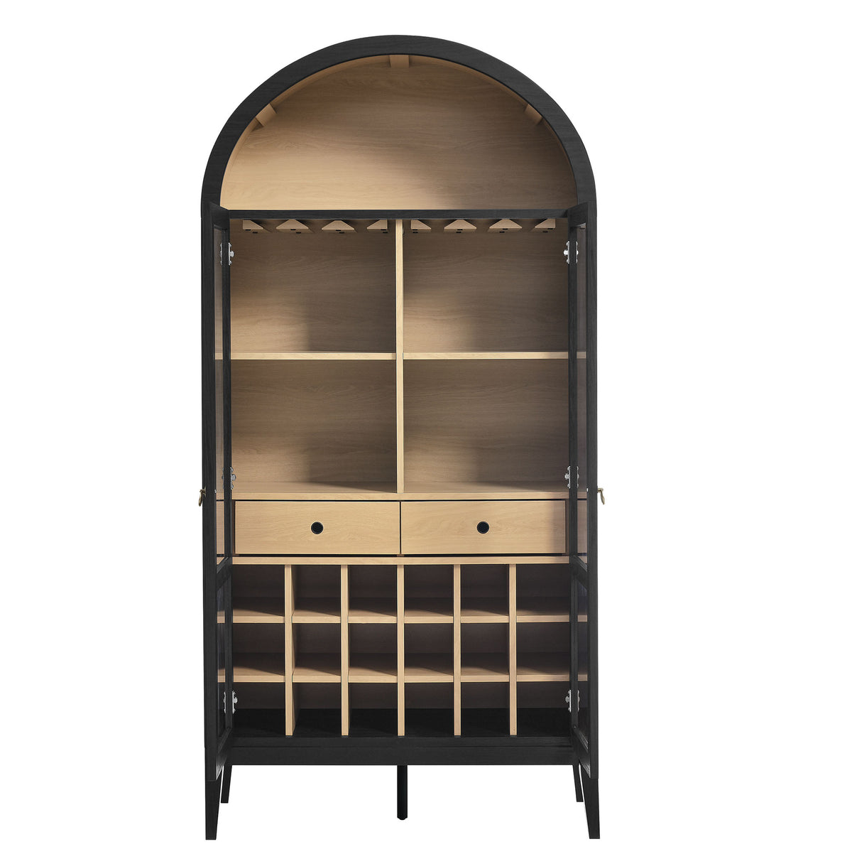 Nolan Arched Bar Cabinet - Black Oak