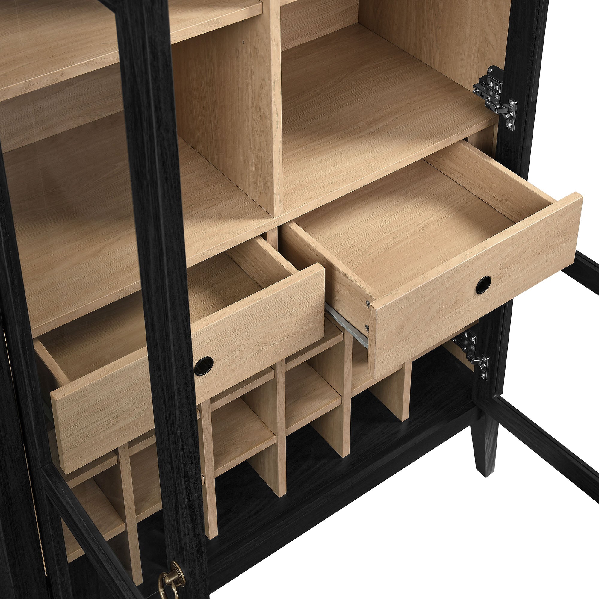 Nolan Arched Bar Cabinet - Black Oak