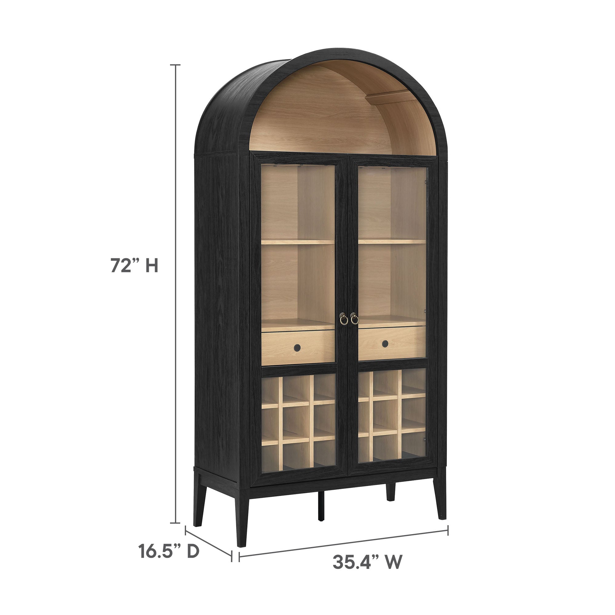 Nolan Arched Bar Cabinet - Black Oak