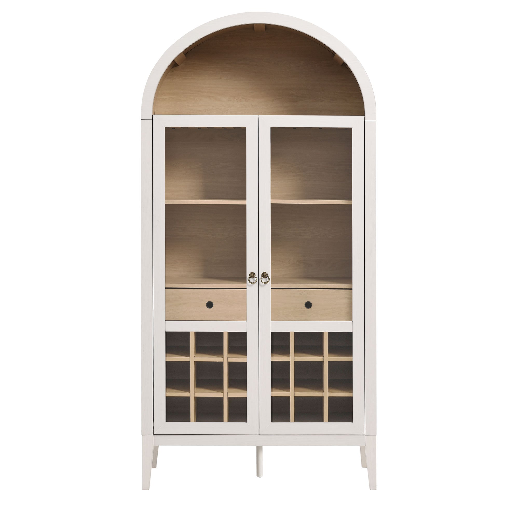 Nolan Arched Bar Cabinet - Ivory Oak