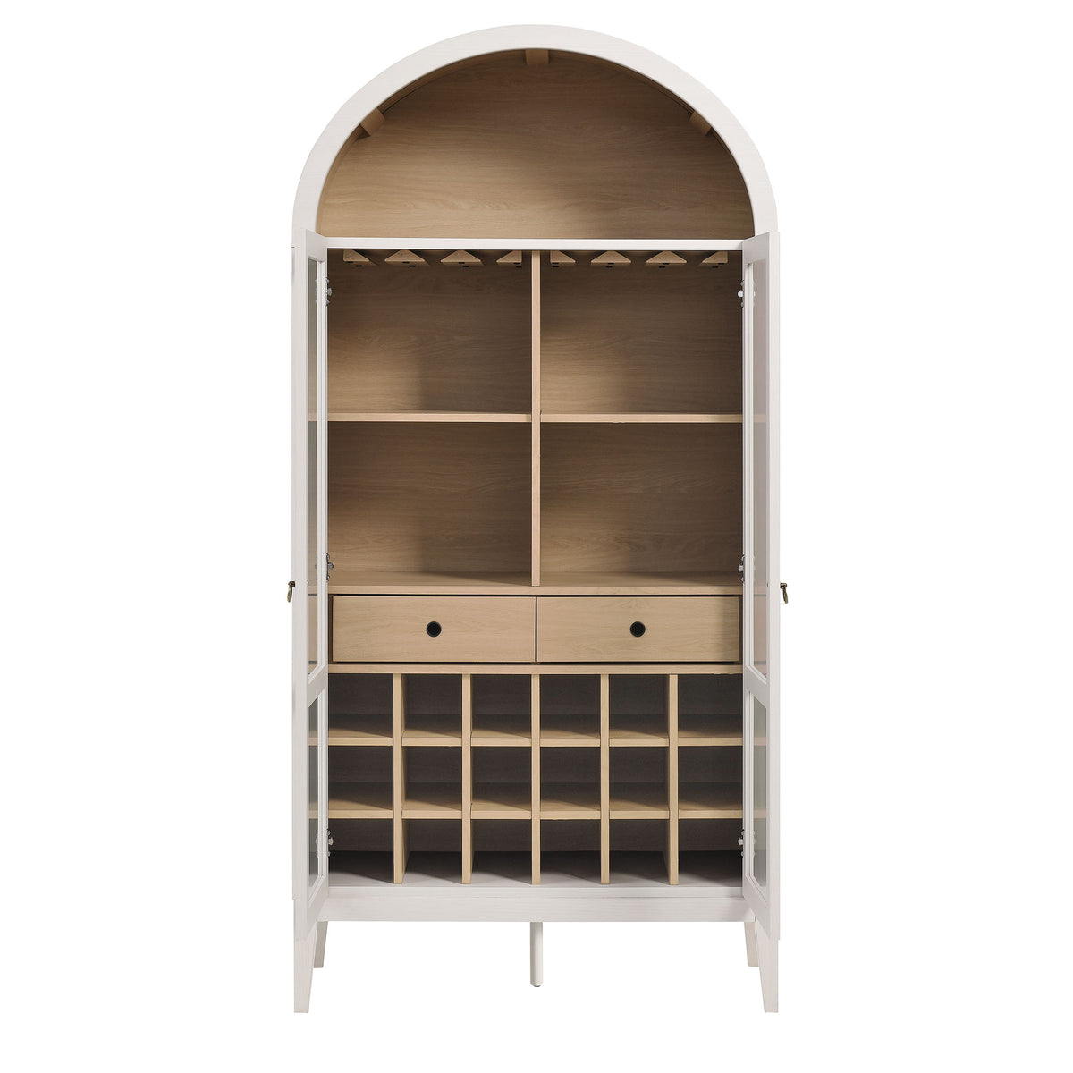 Nolan Arched Bar Cabinet - Ivory Oak