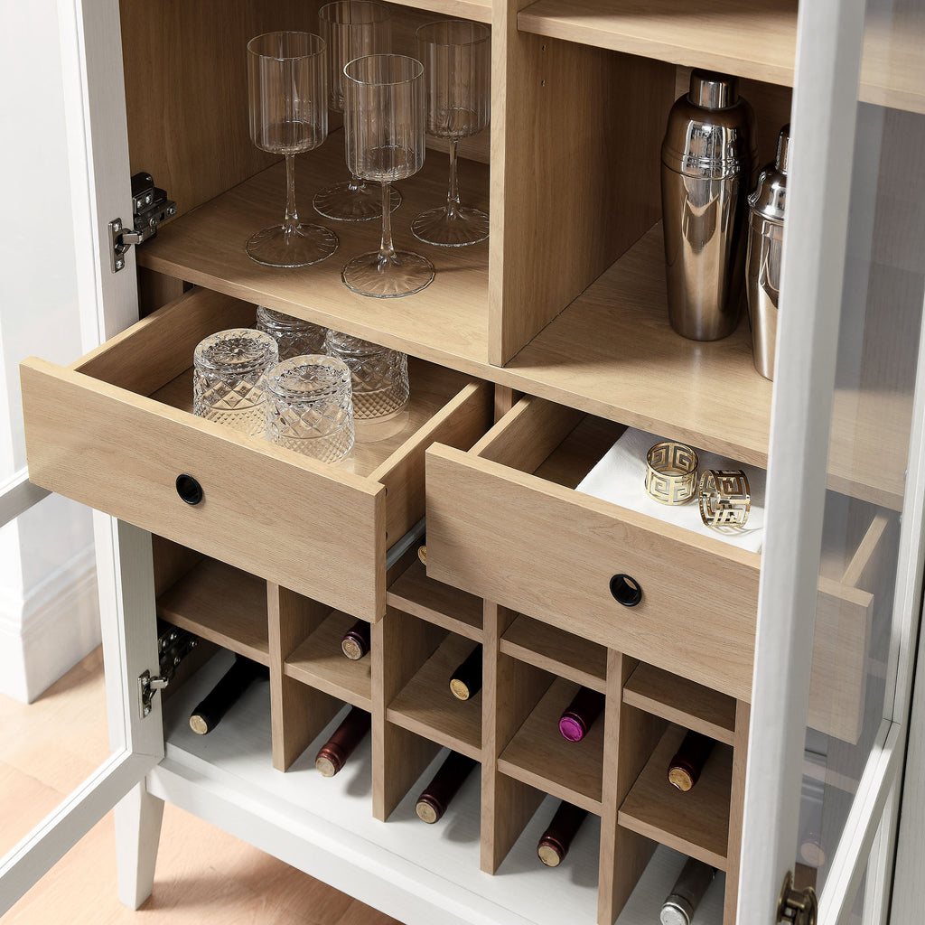 Nolan Arched Bar Cabinet - Ivory Oak