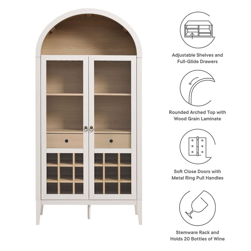 Nolan Arched Bar Cabinet - Ivory Oak