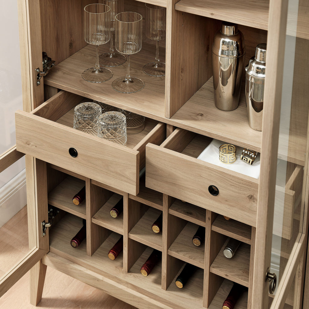 Nolan Arched Bar Cabinet - Light Oak