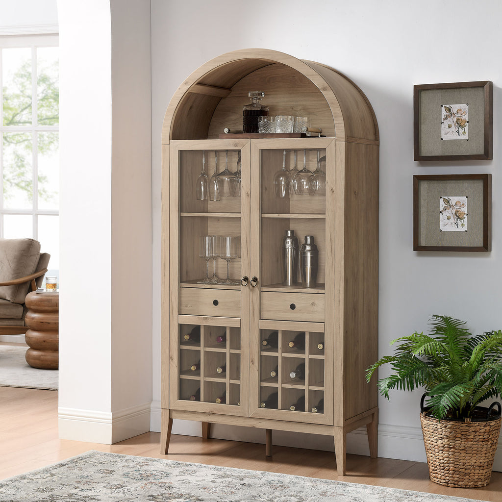 Nolan Arched Bar Cabinet - Light Oak