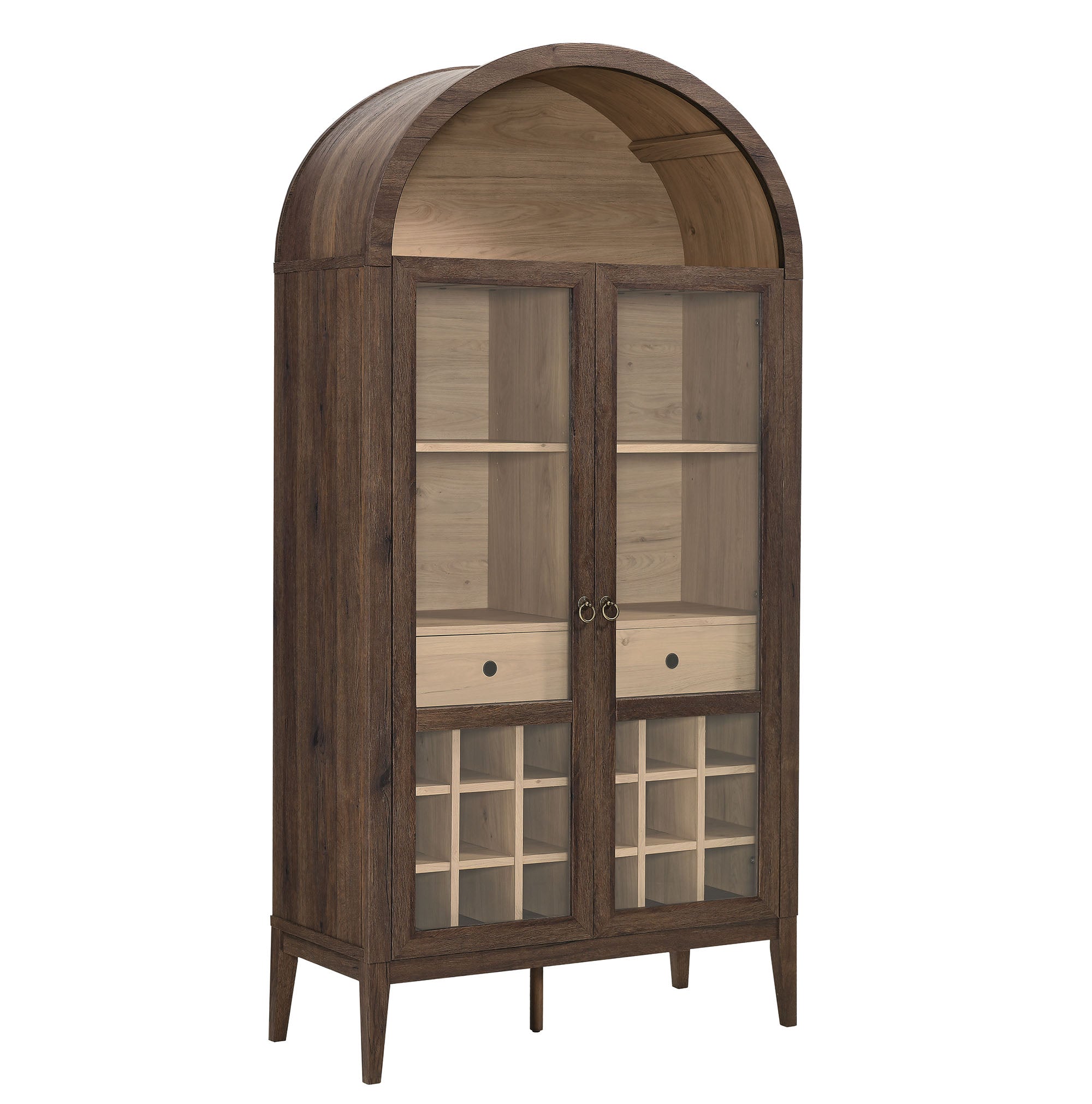 Nolan Arched Bar Cabinet - Walnut Light Oak