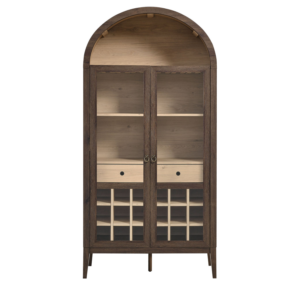 Nolan Arched Bar Cabinet - Walnut Light Oak