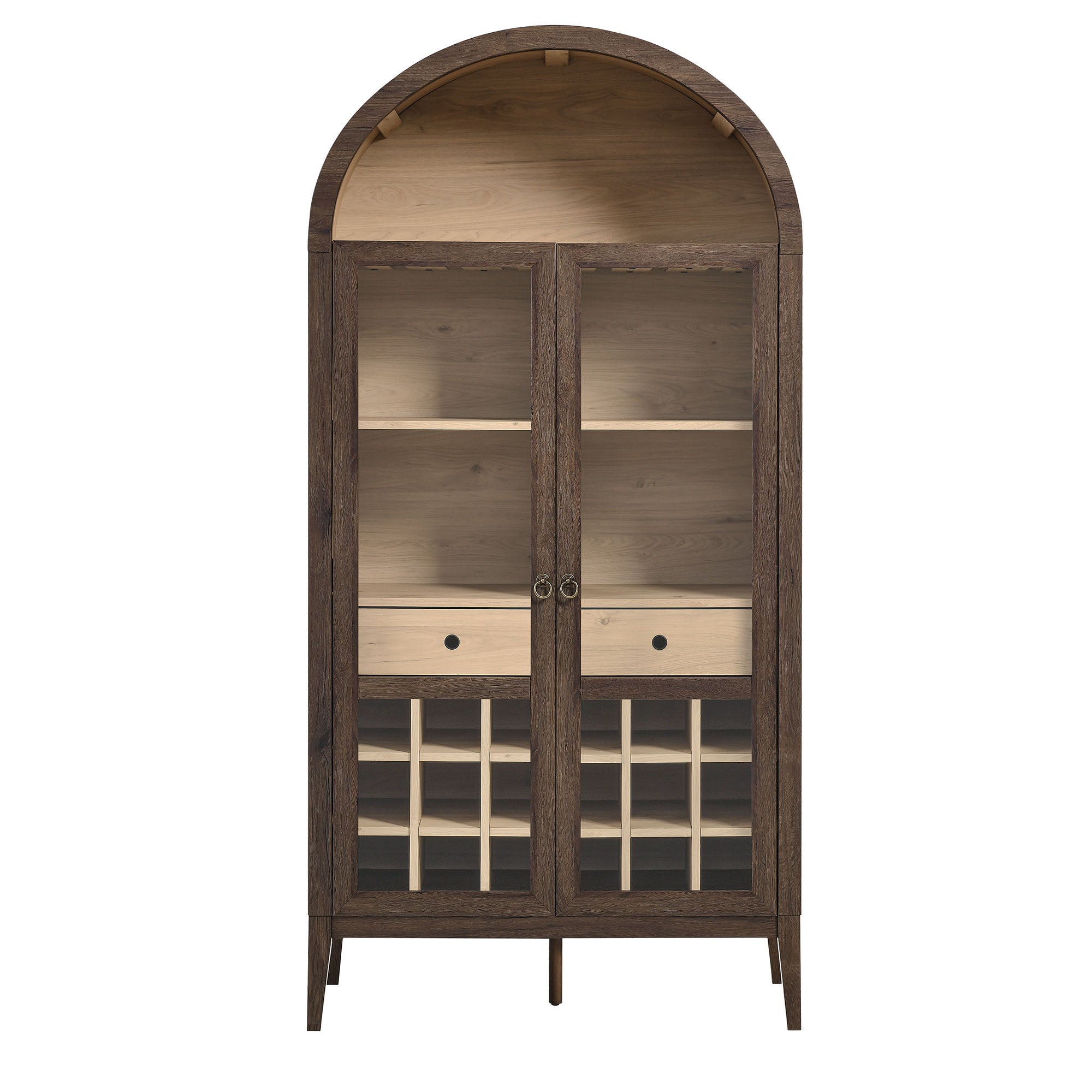 Nolan Arched Bar Cabinet - Walnut Light Oak