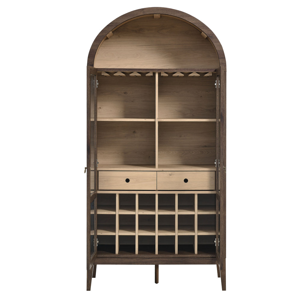 Nolan Arched Bar Cabinet - Walnut Light Oak