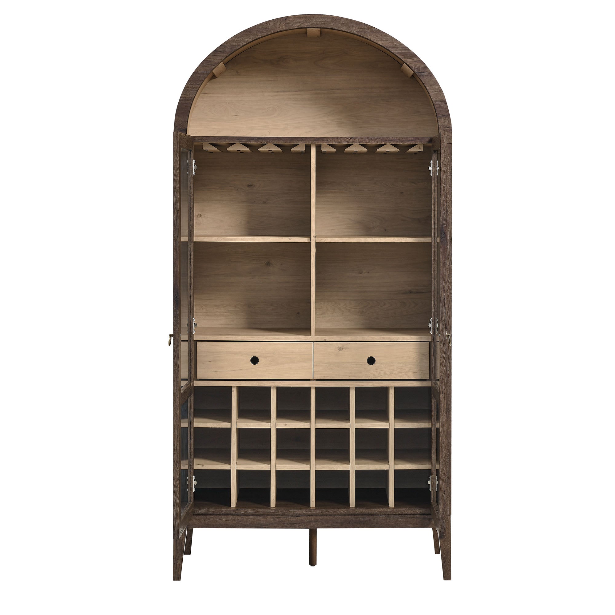 Nolan Arched Bar Cabinet - Walnut Light Oak