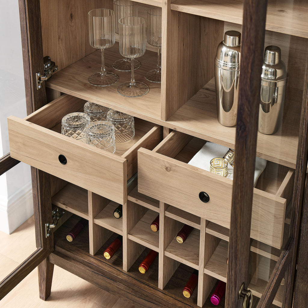 Nolan Arched Bar Cabinet - Walnut Light Oak