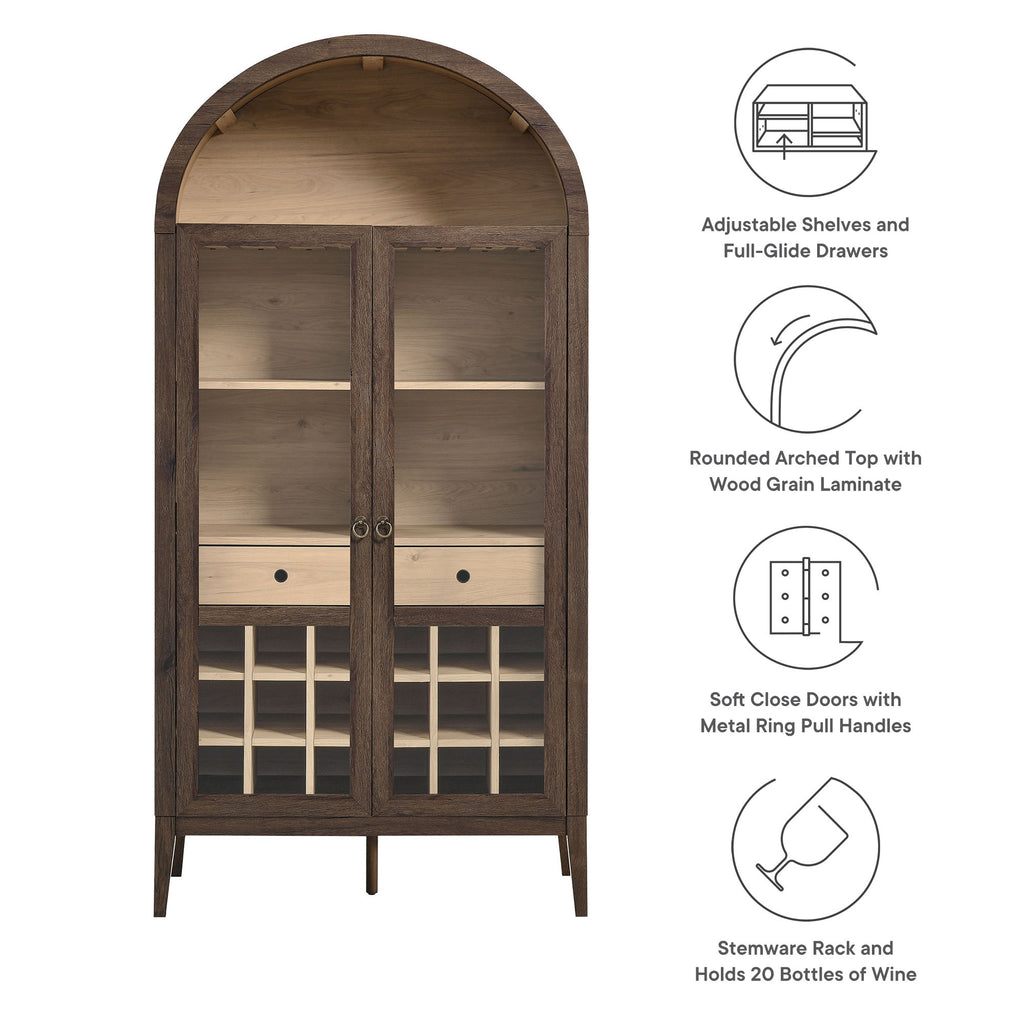 Nolan Arched Bar Cabinet - Walnut Light Oak