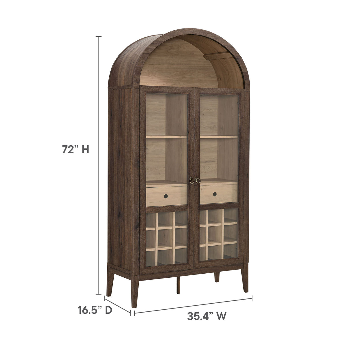 Nolan Arched Bar Cabinet - Walnut Light Oak