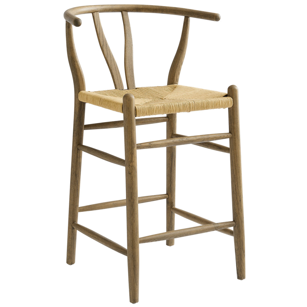 Amish Wood Counter Stool - Weathered Gray Teak