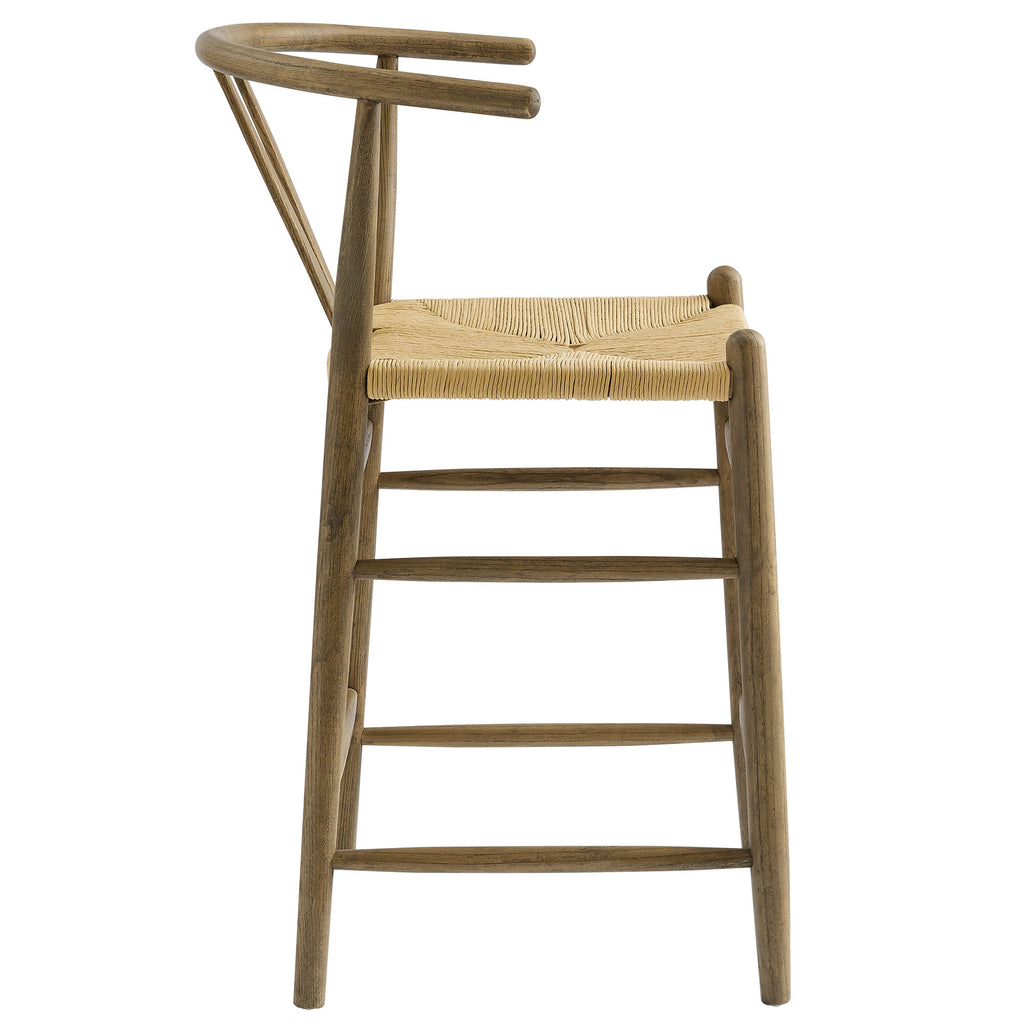 Amish Wood Counter Stool - Weathered Gray Teak
