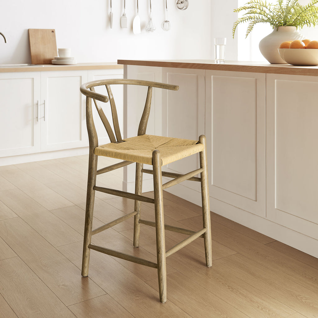 Amish Wood Counter Stool - Weathered Gray Teak