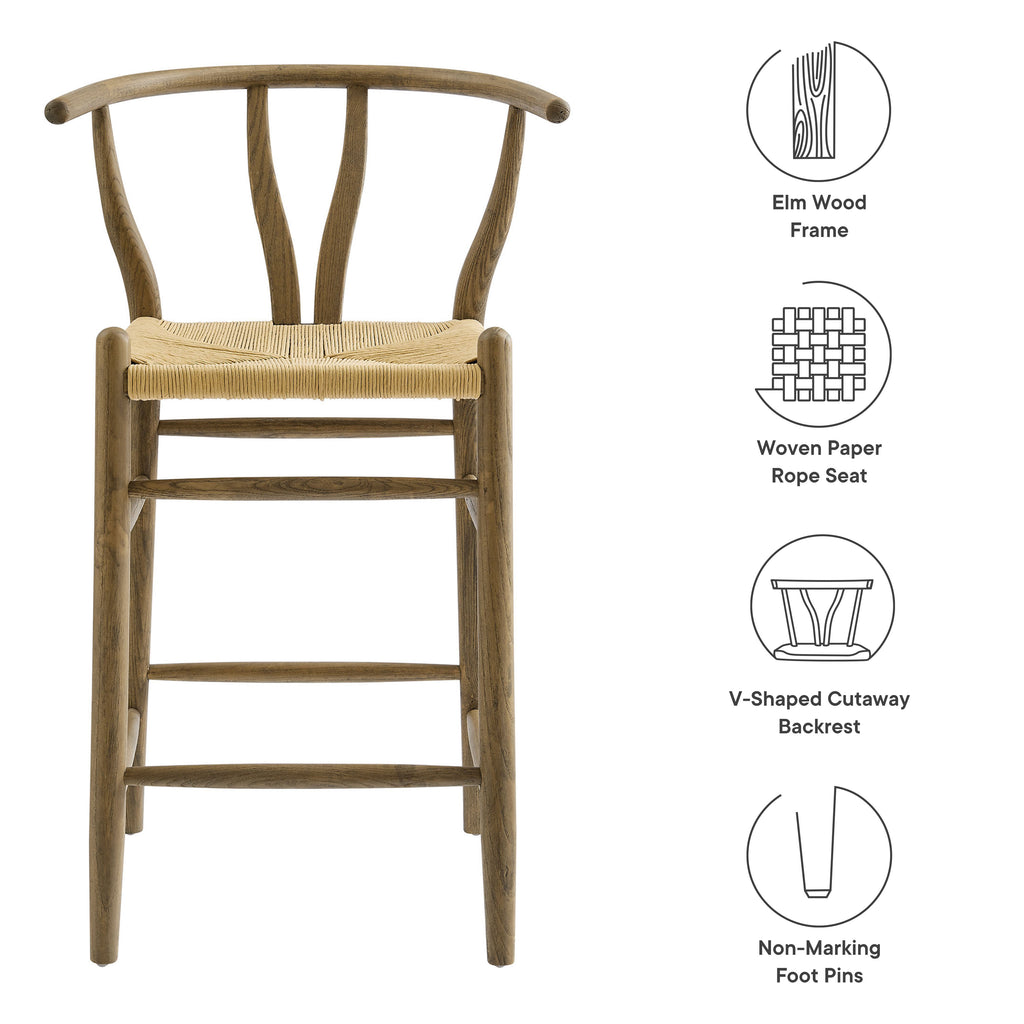 Amish Wood Counter Stool - Weathered Gray Teak