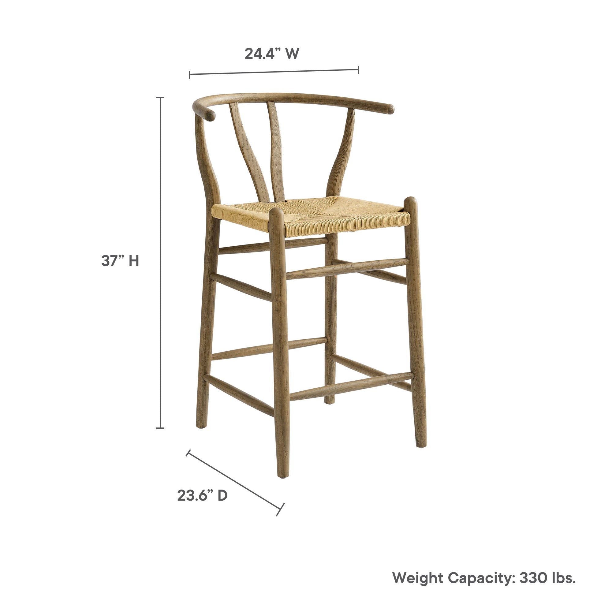 Amish Wood Counter Stool - Weathered Gray Teak