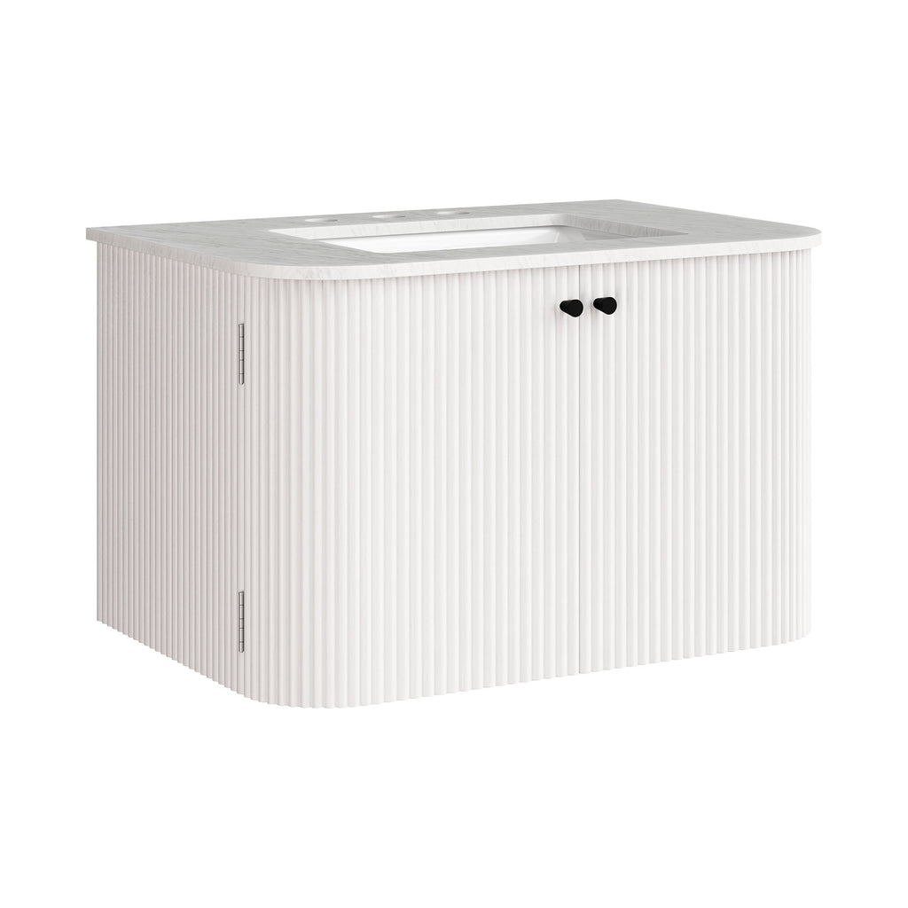 Zia 30" Wall-Mount Bathroom Vanity with Marble Sink - Ivory