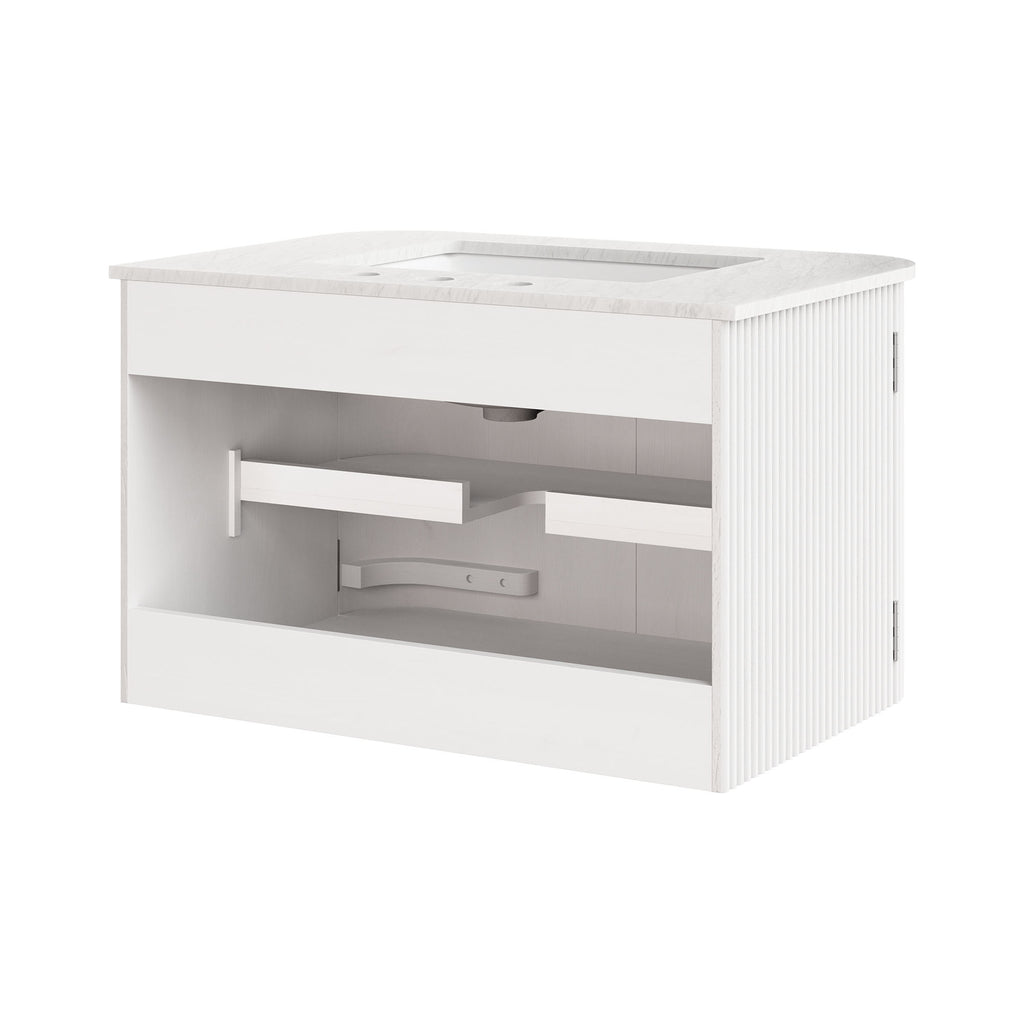 Zia 30" Wall-Mount Bathroom Vanity with Marble Sink - Ivory