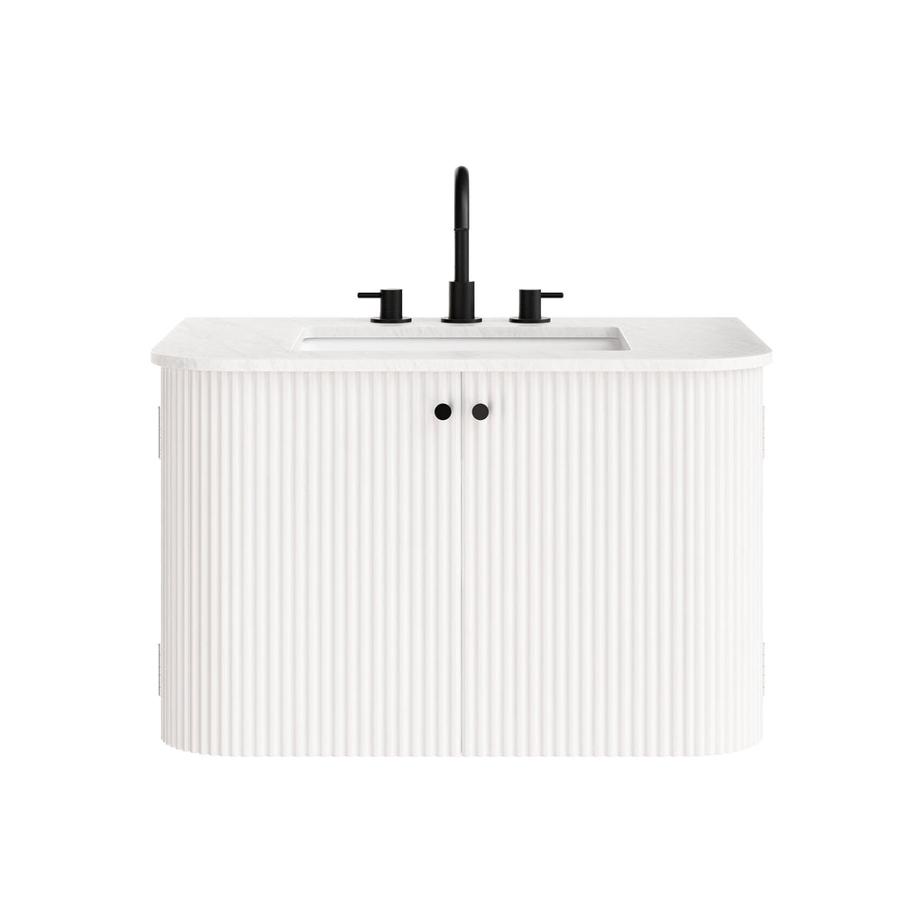Zia 30" Wall-Mount Bathroom Vanity with Marble Sink - Ivory