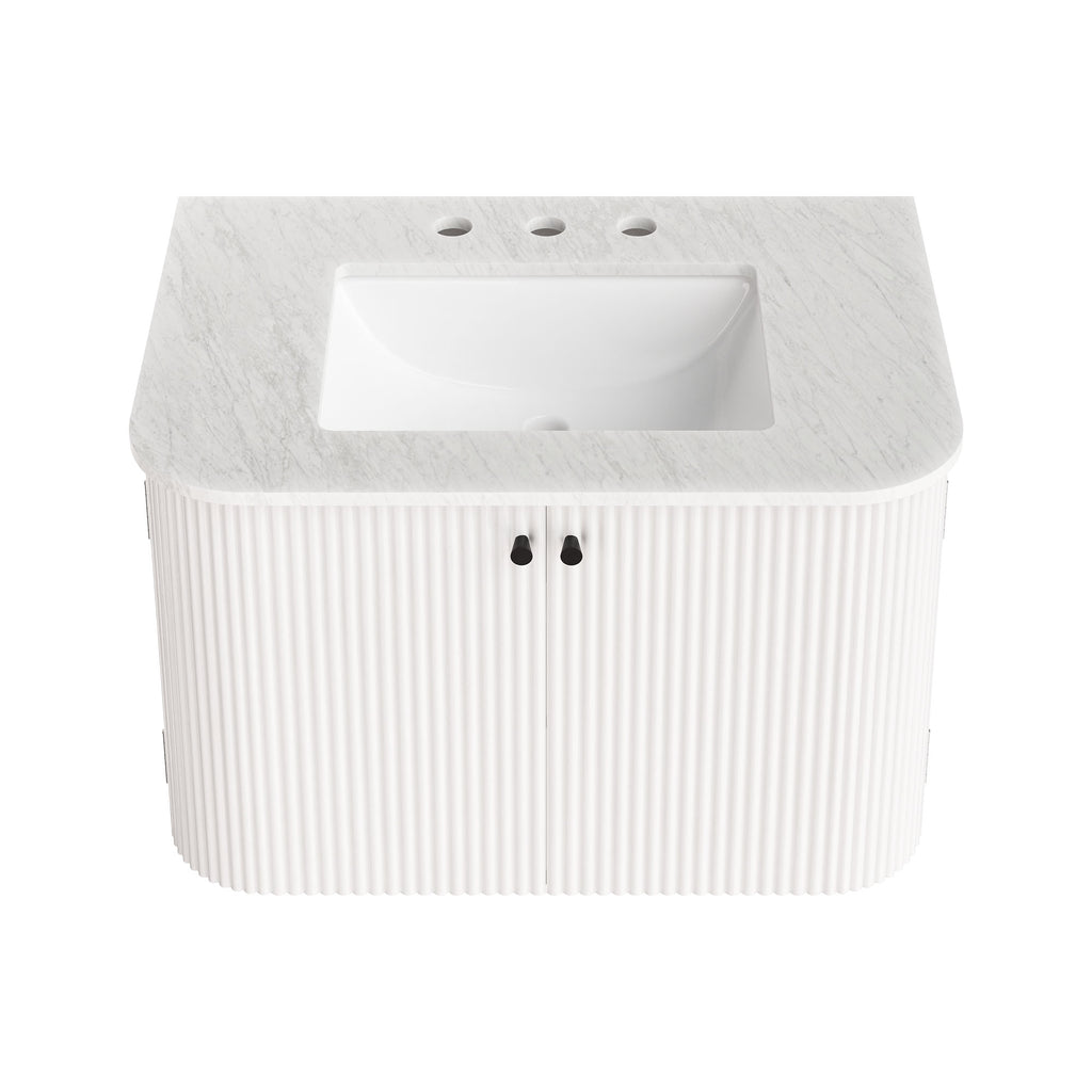 Zia 30" Wall-Mount Bathroom Vanity with Marble Sink - Ivory
