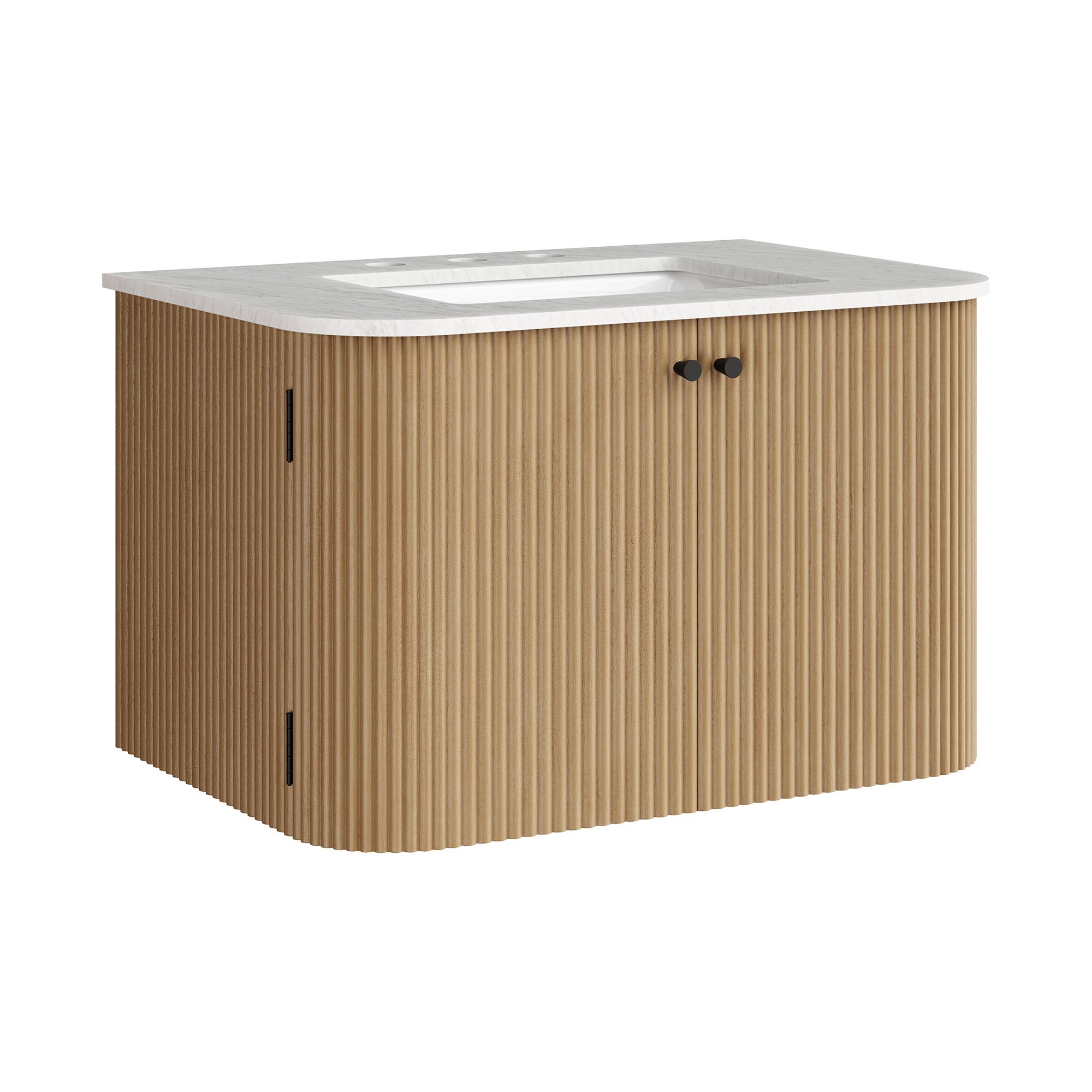 Zia 30" Wall-Mount Bathroom Vanity with Marble Sink - Natural