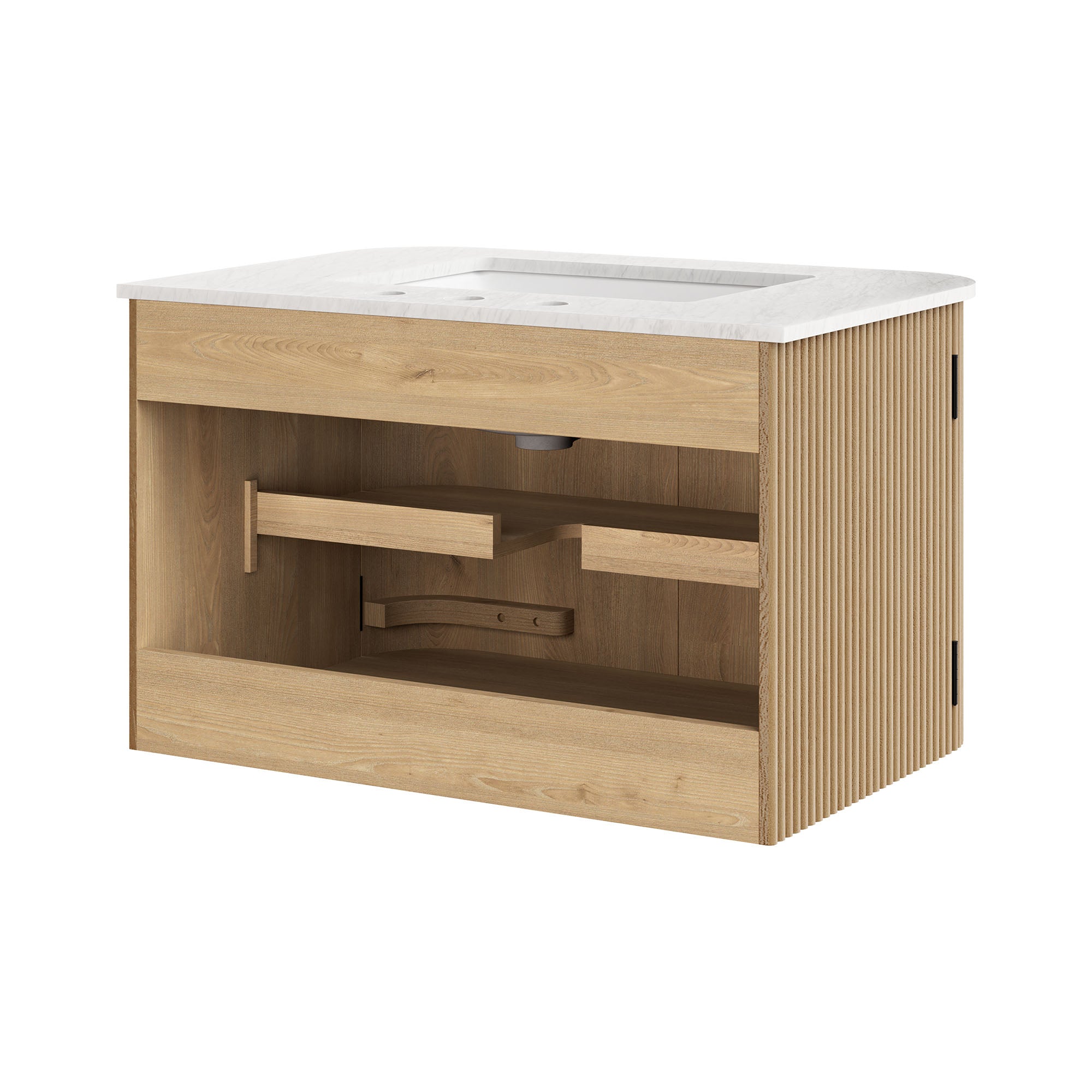 Zia 30" Wall-Mount Bathroom Vanity with Marble Sink - Natural