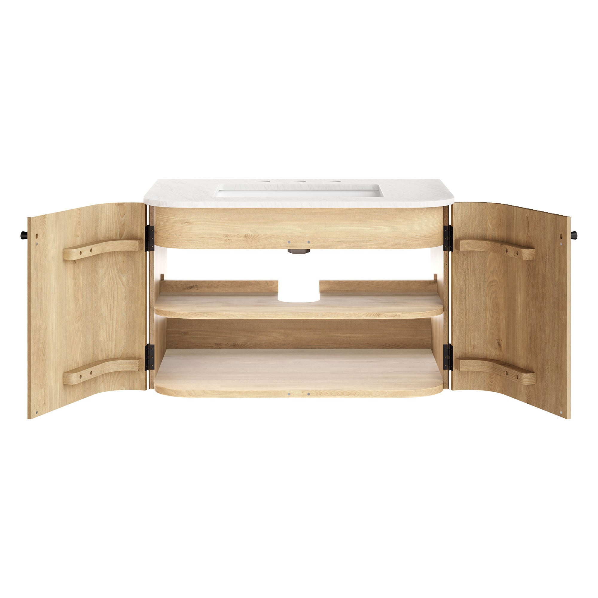 Zia 30" Wall-Mount Bathroom Vanity with Marble Sink - Natural