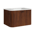 Zia 30" Wall-Mount Bathroom Vanity with Marble Sink - Walnut