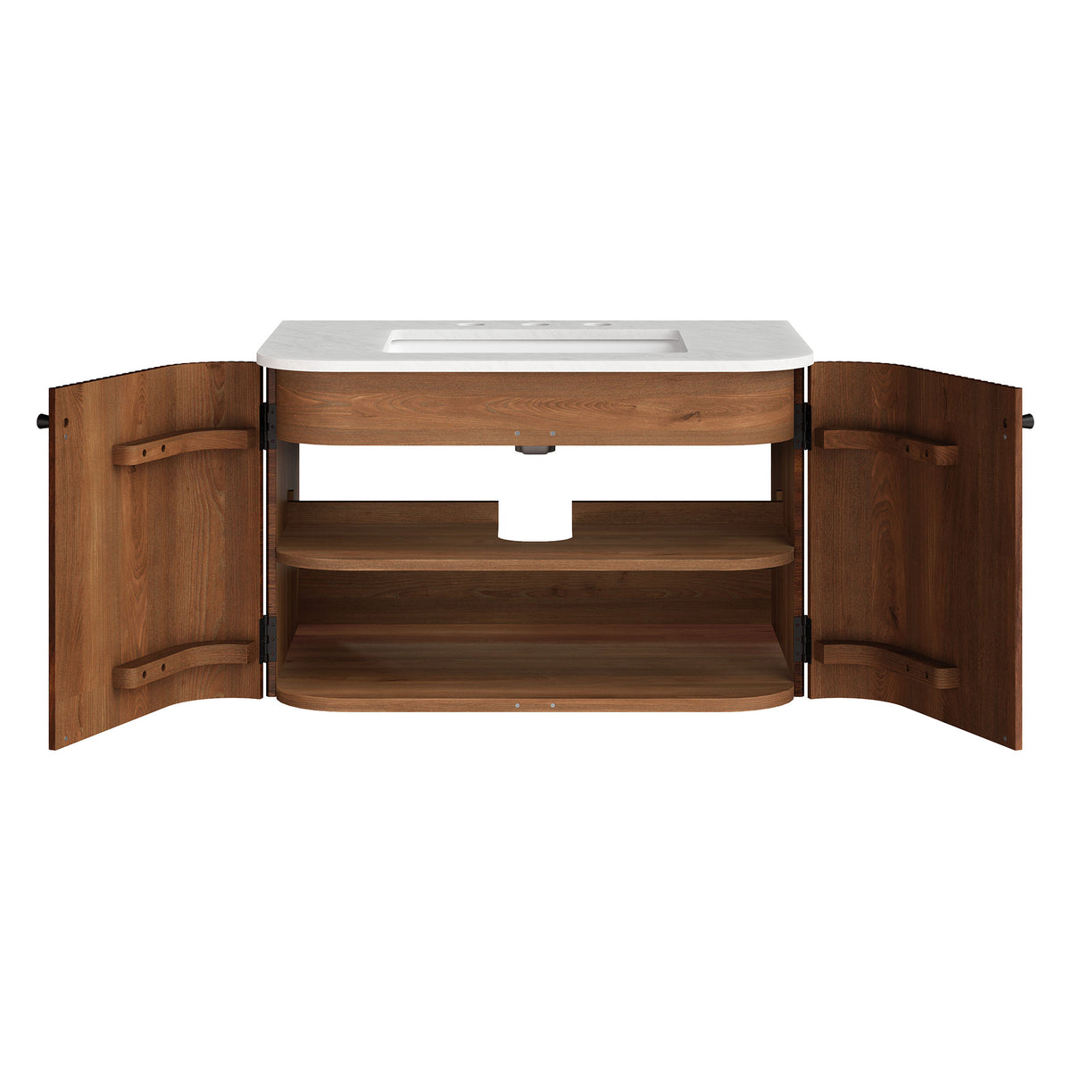 Zia 30" Wall-Mount Bathroom Vanity with Marble Sink - Walnut