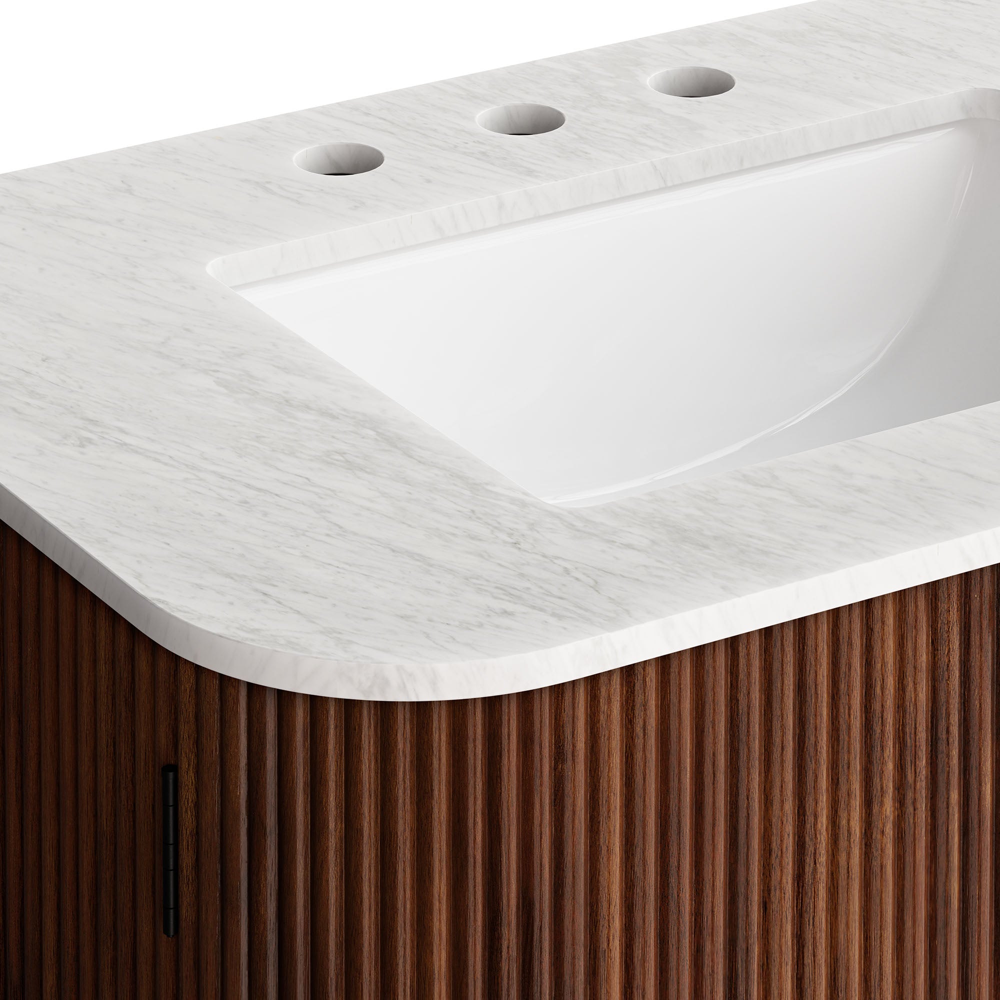 Zia 30" Wall-Mount Bathroom Vanity with Marble Sink - Walnut