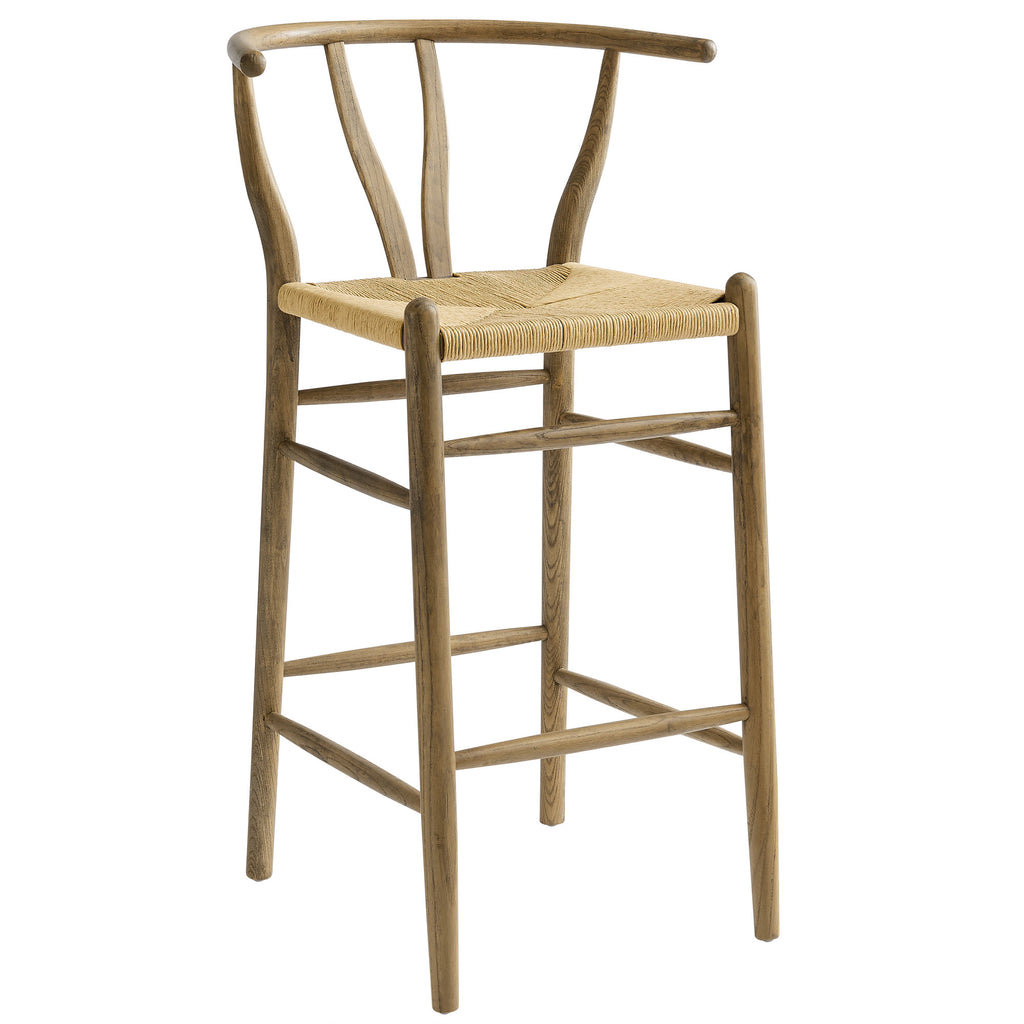 Amish Wood Bar Stool - Weathered Gray Teak