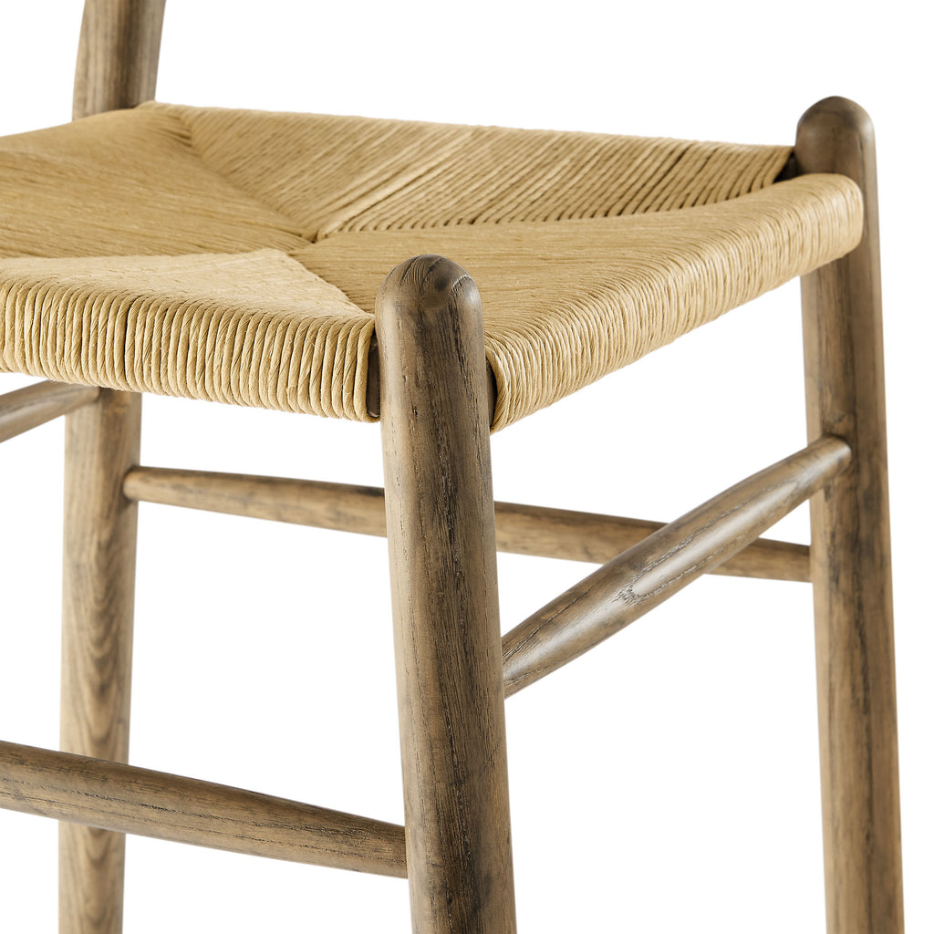 Amish Wood Bar Stool - Weathered Gray Teak