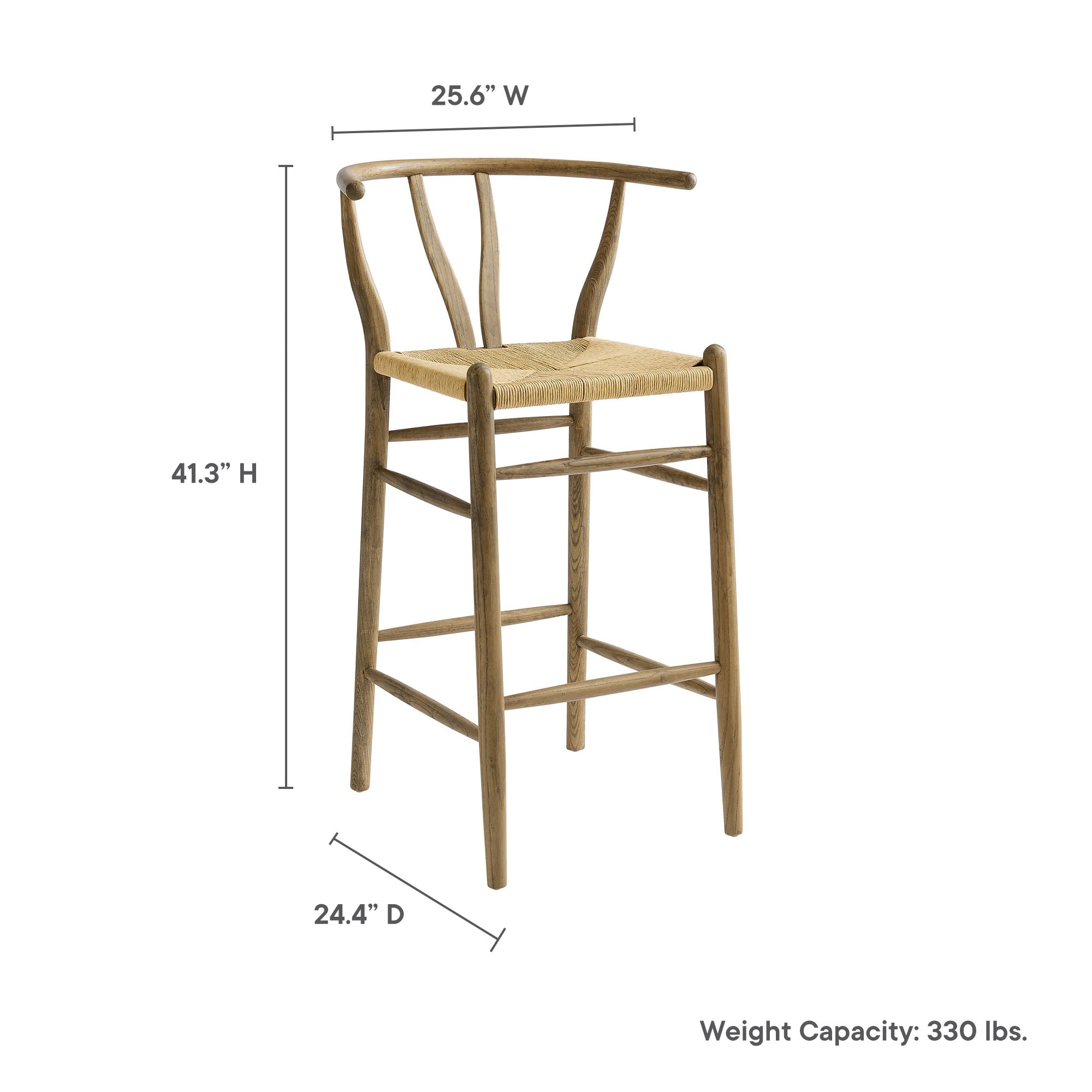 Amish Wood Bar Stool - Weathered Gray Teak
