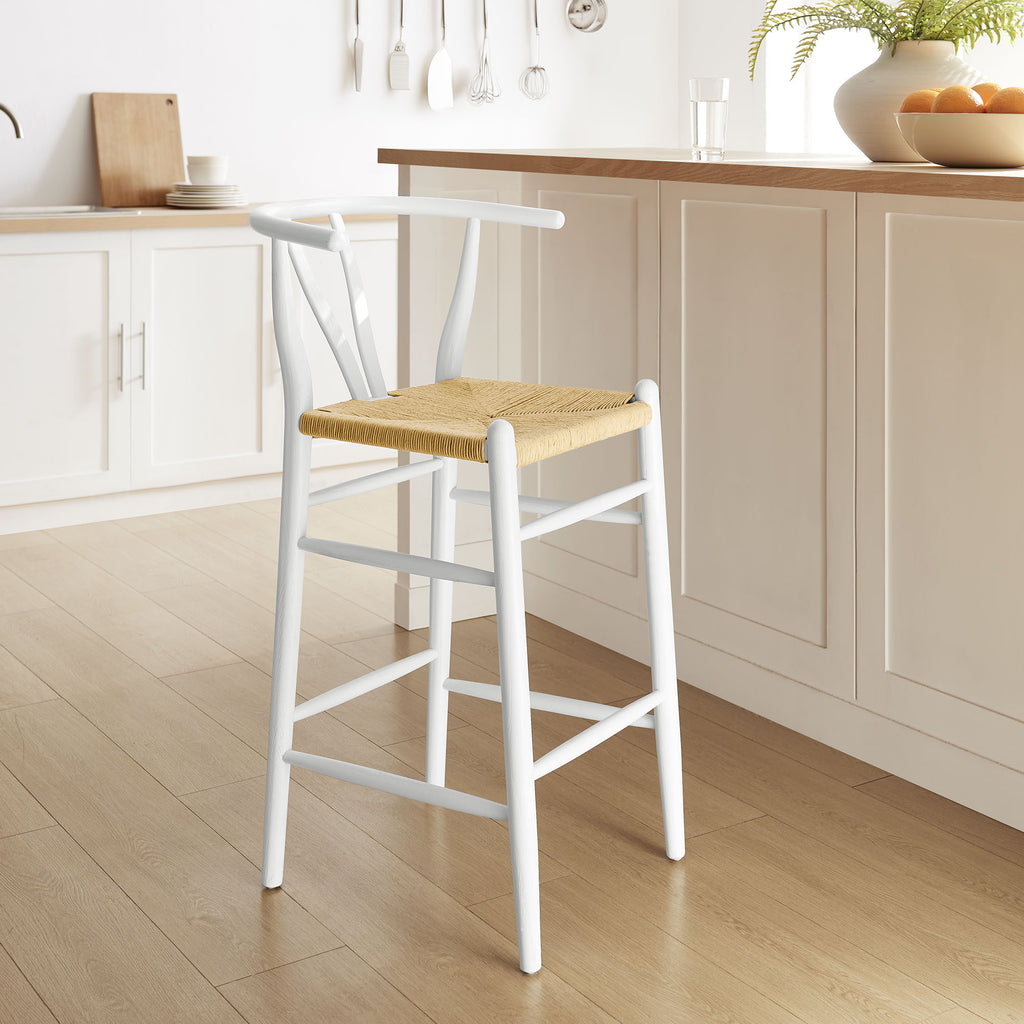 Amish Wood Bar Stool - White