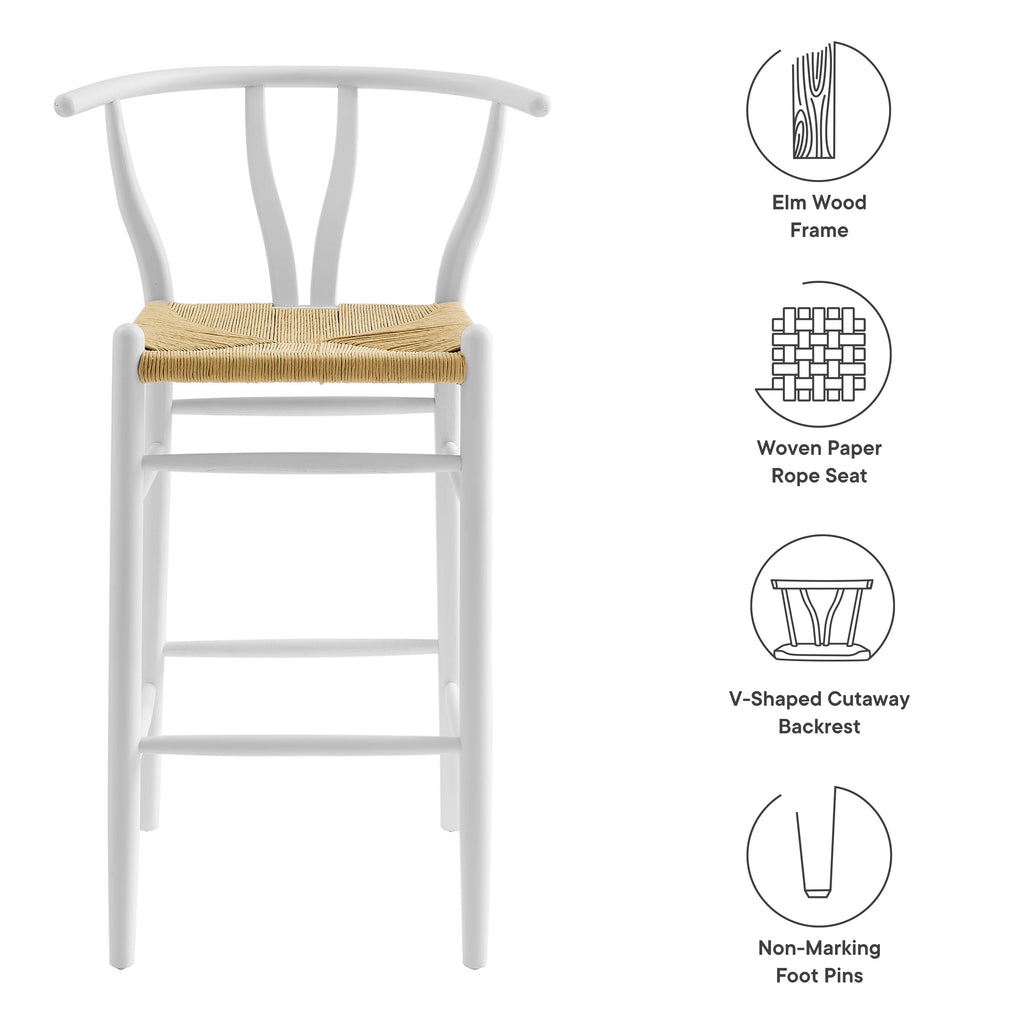Amish Wood Bar Stool - White