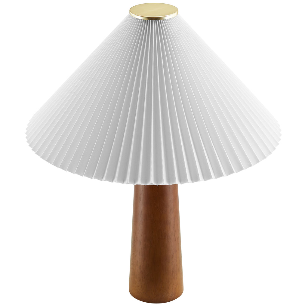 Jessica Wooden Base Table Lamp With Pleated Fabric Shade - Walnut
