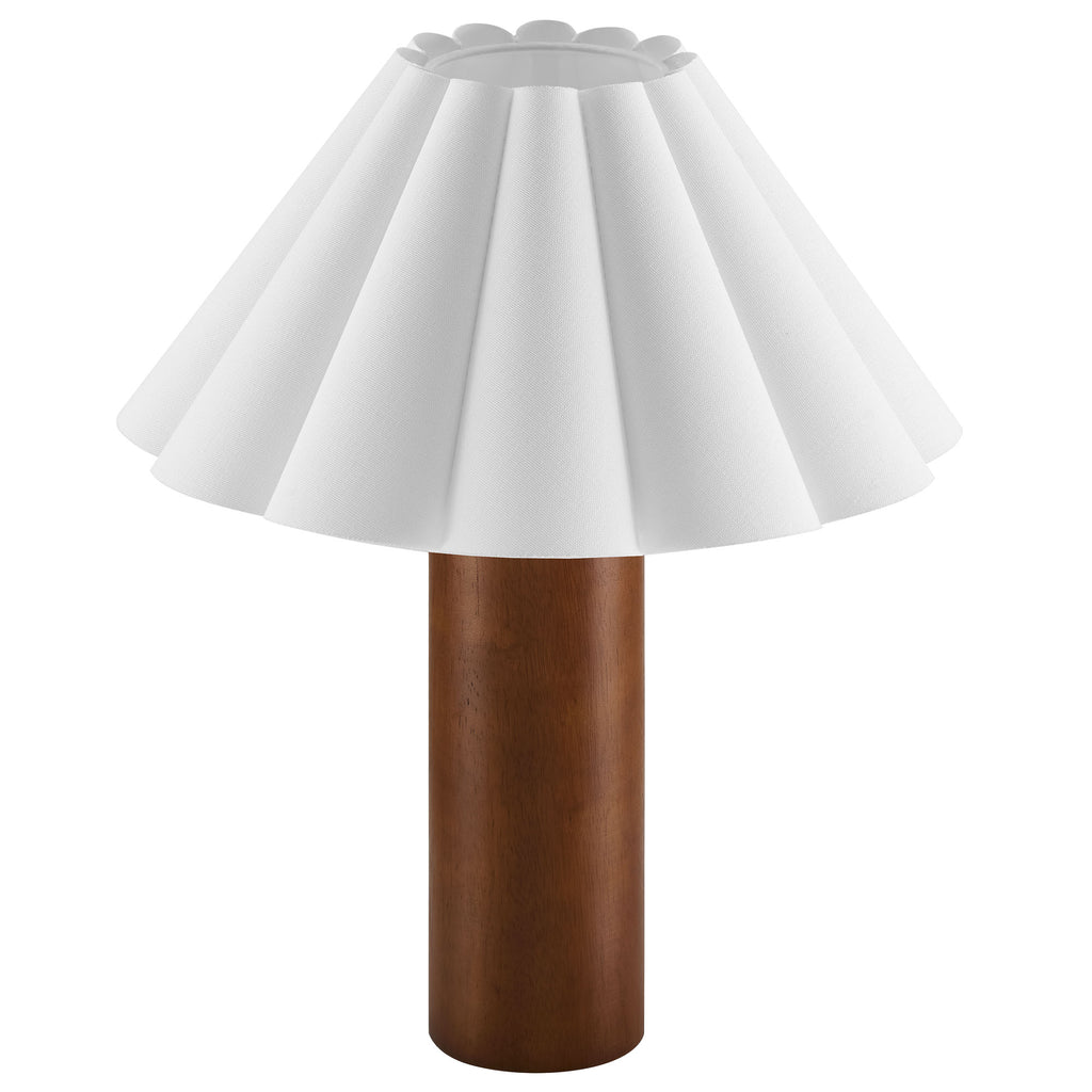 Flora Wood Table Lamp With Pleated Petal Shade - Walnut