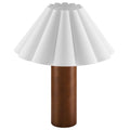 Flora Wood Table Lamp With Pleated Petal Shade - Walnut