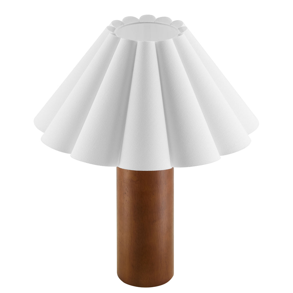 Flora Wood Table Lamp With Pleated Petal Shade - Walnut