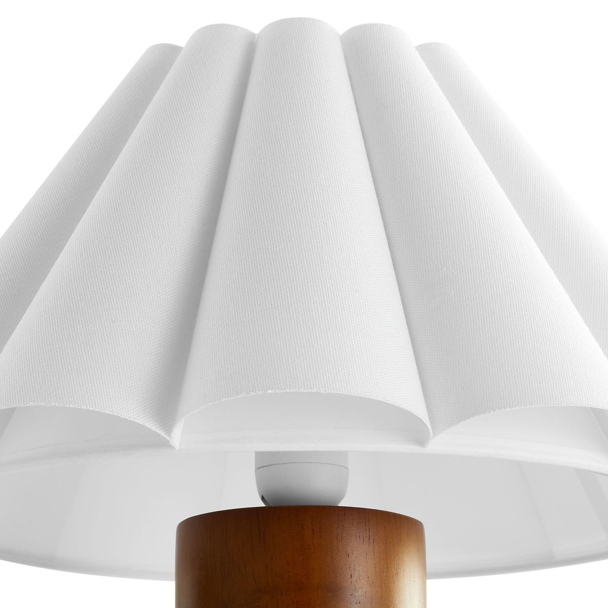 Flora Wood Table Lamp With Pleated Petal Shade - Walnut