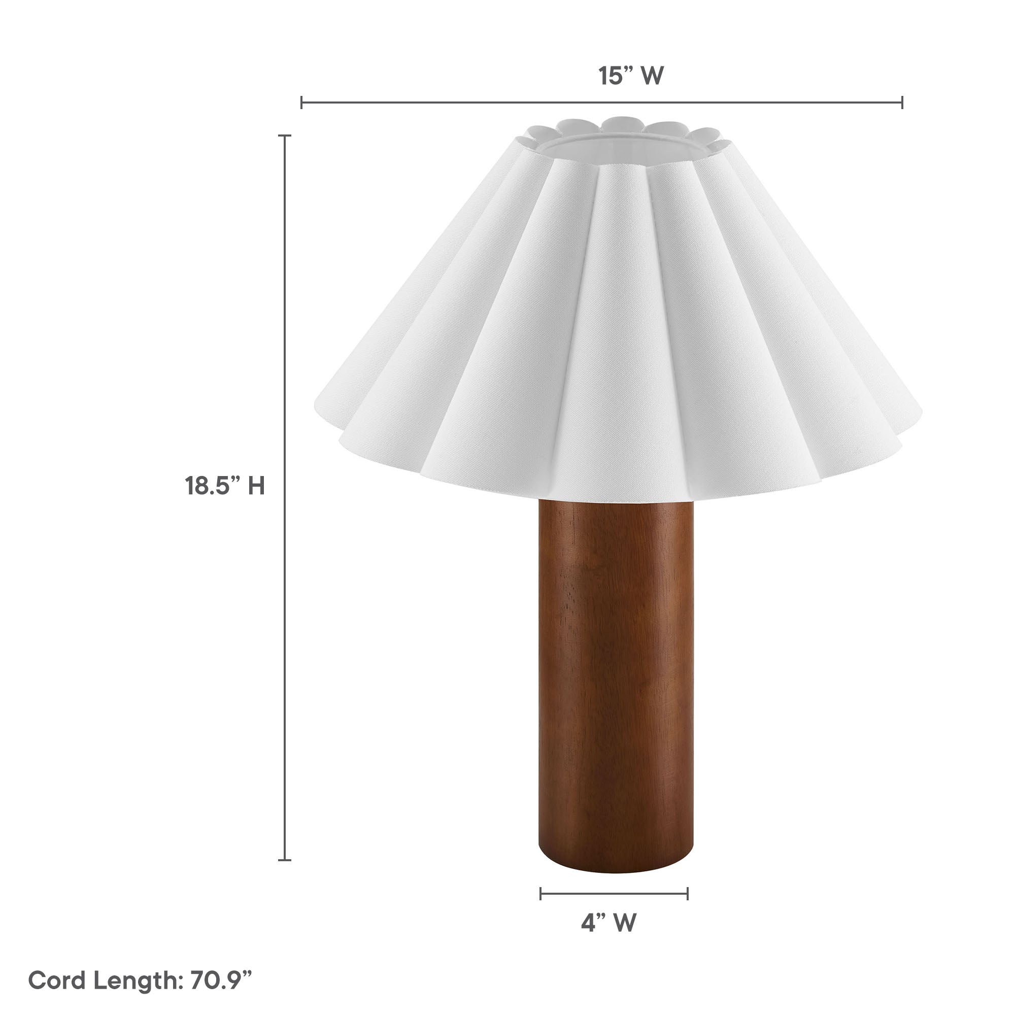 Flora Wood Table Lamp With Pleated Petal Shade - Walnut