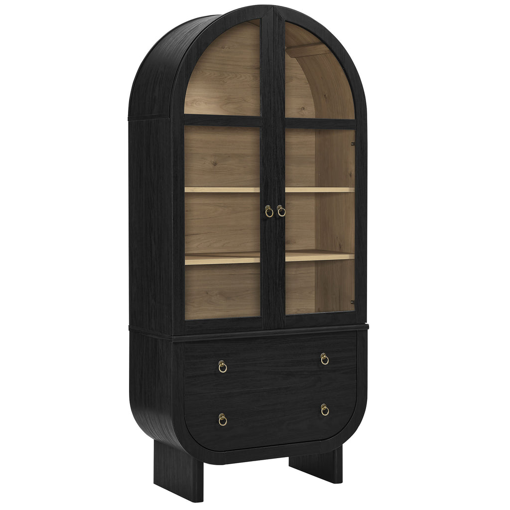 Nyx Arched Display Cabinet - Black Light Oak