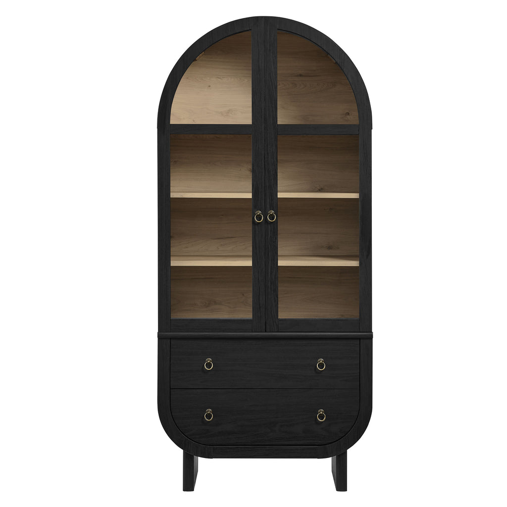 Nyx Arched Display Cabinet - Black Light Oak