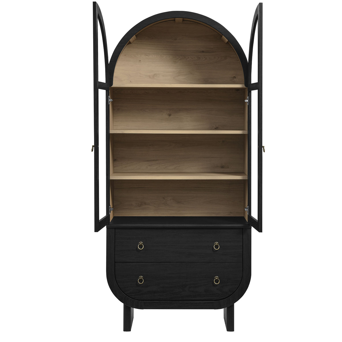 Nyx Arched Display Cabinet - Black Light Oak