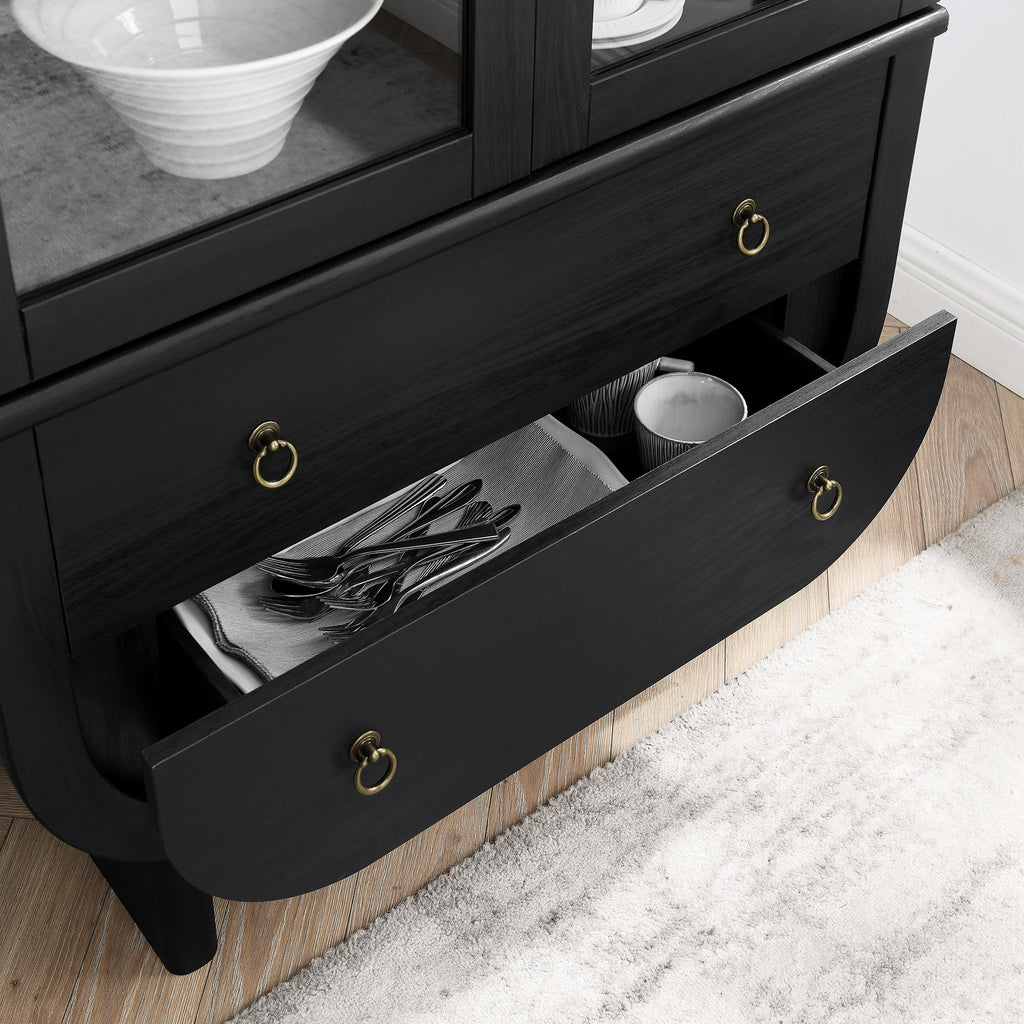 Nyx Arched Display Cabinet - Black Light Oak